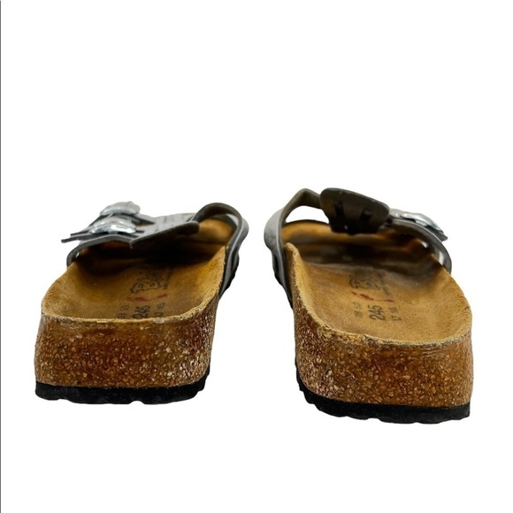 Birkenstock Birki’s Silver Printed Slip On Sandals - Picture 9 of 14